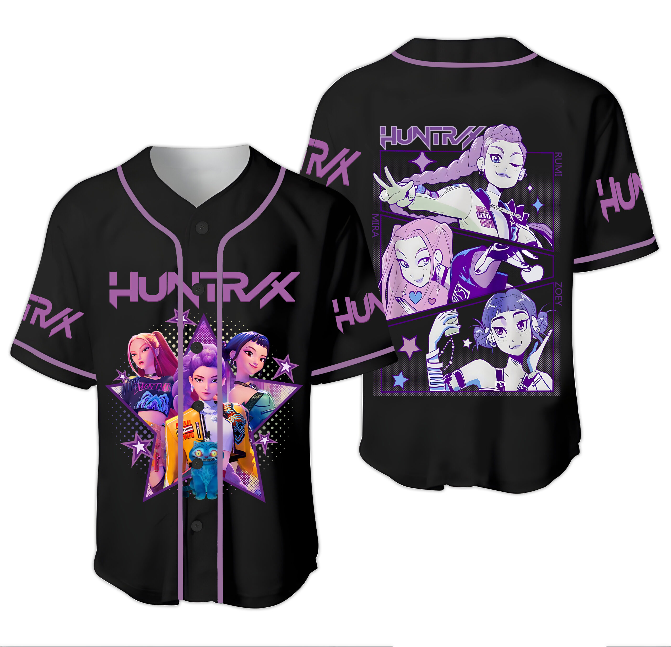 Huntrix Girls Baseball Jersey, Kpop Demon Hunters Baseball Jersey, Kpop Demon Hunters Merch | Adult & Kids Sizes